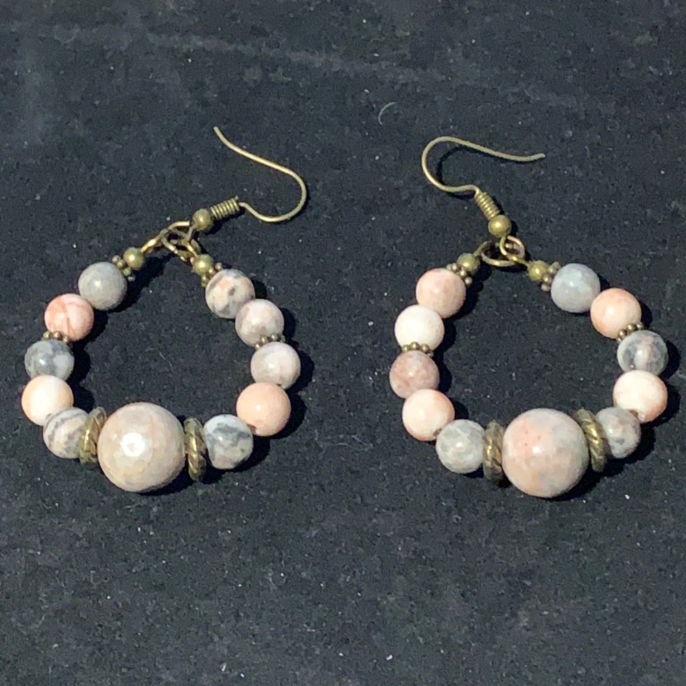 21255 Pink Zebra Jasper Earrings